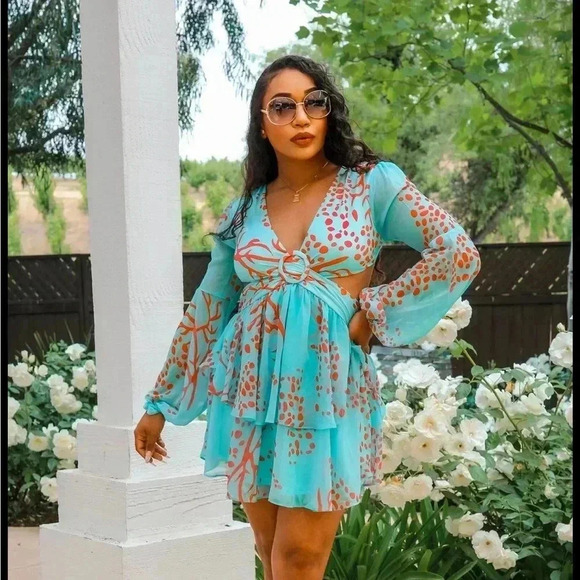 Blue Angel Ruffle Cut-Out Mini Dress - Picture 3 of 4